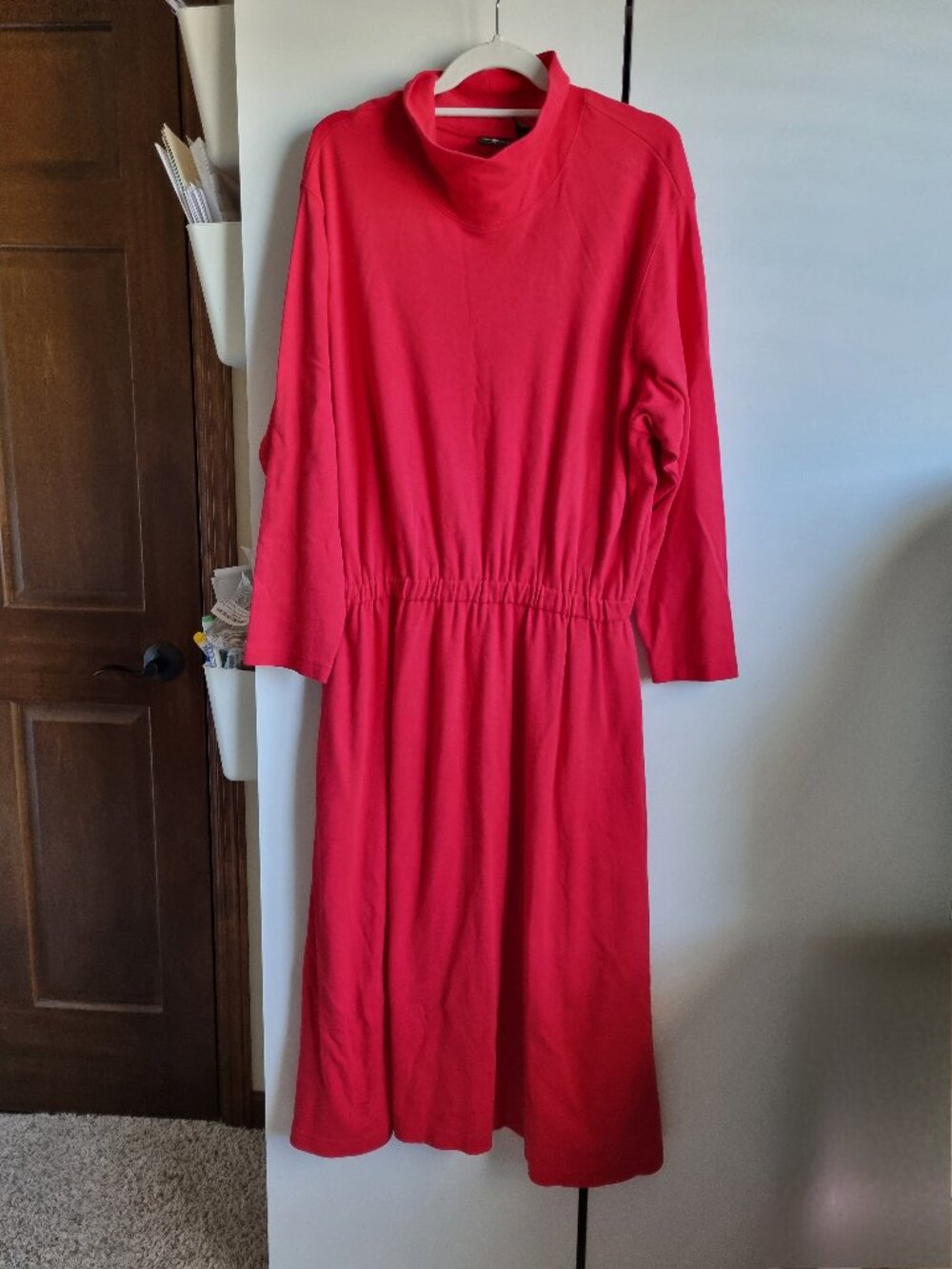 Vintage 22 PETITE long mock turtleneck red dress